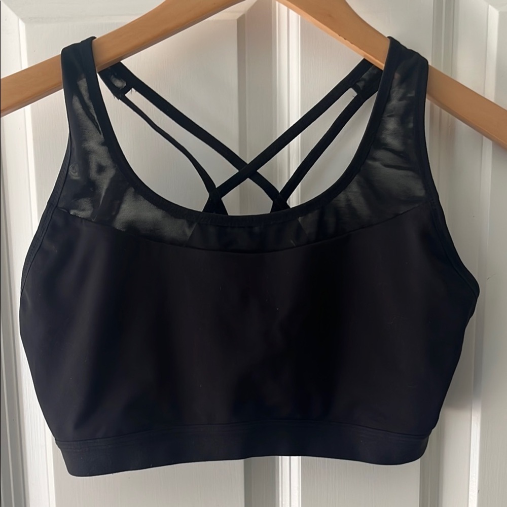 CALIA Black Strappy Sports Bra with Mesh top Panels Sz Medium
